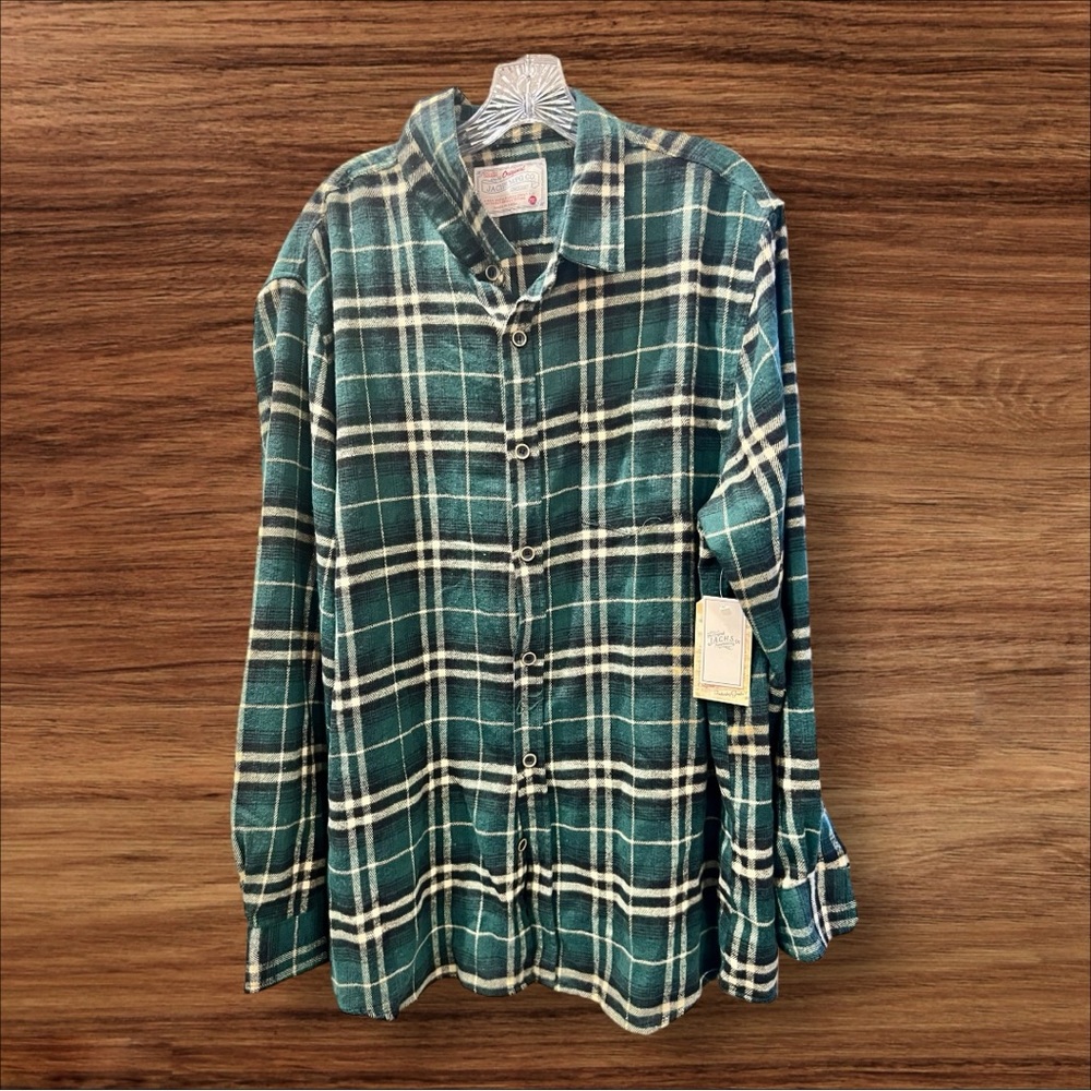 NWT Jachs Flannel Shirt Mens Sz 2XL Button Up Green Plaid Long Sleeve MSRP $69